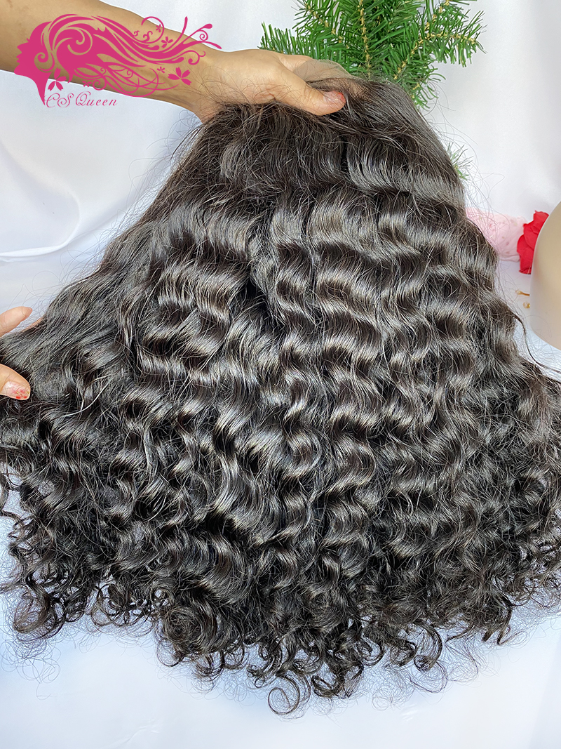 Csqueen Raw Rare Wave 13*4 Transparent Lace Frontal WIG 130%density Human Hair - Click Image to Close